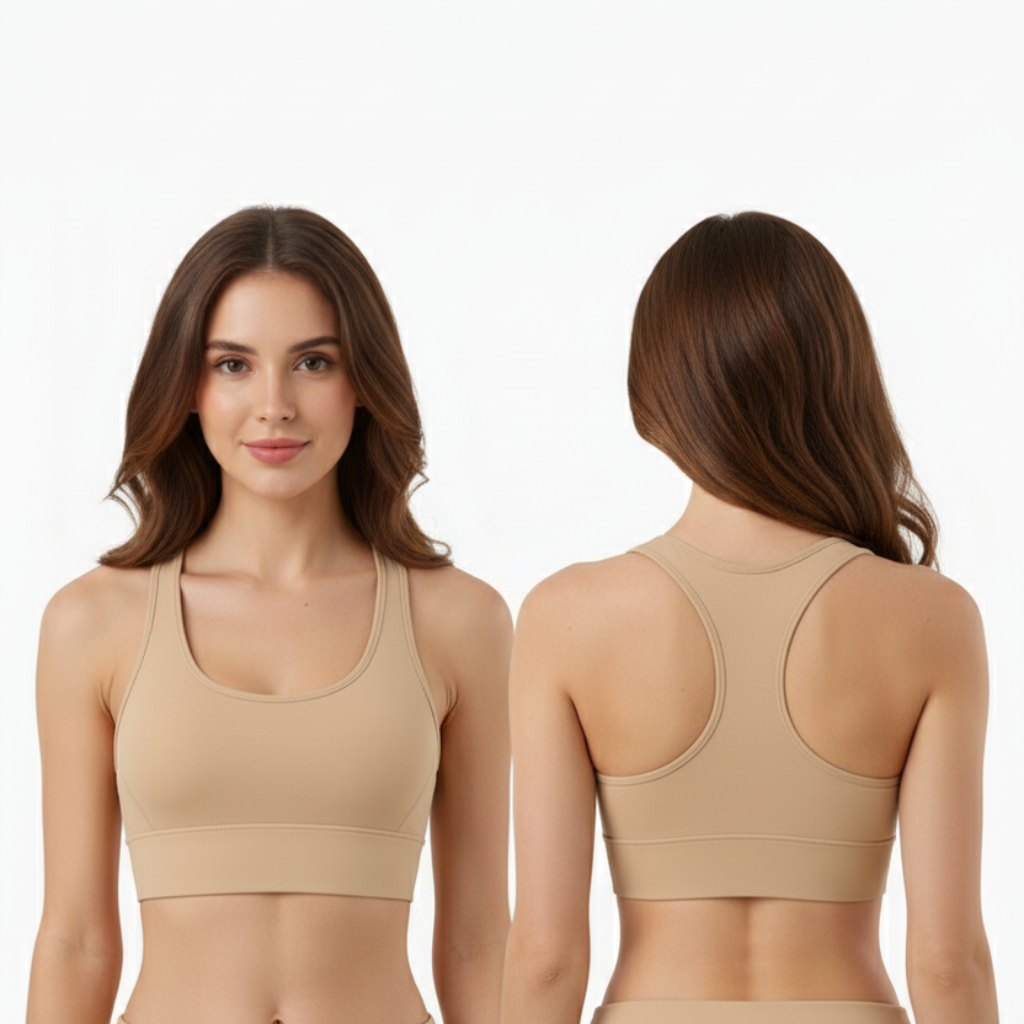 Women’s Seamless Sports Bra – Racerback High Support | Nude Beige