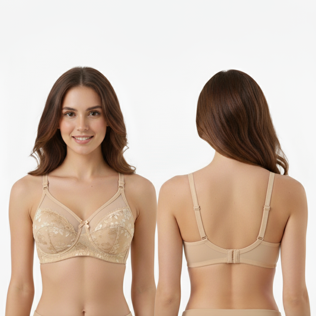 Women’s Non-Wired Full Coverage Bra – Seamless Comfort | Nude Beige